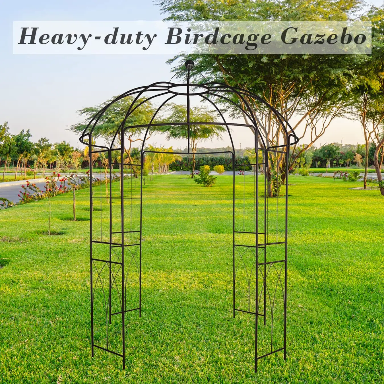 Metal Gazebo Pergola Pavilion Arbor Arch Trellis French Style with Hook 9' Highx 6'6