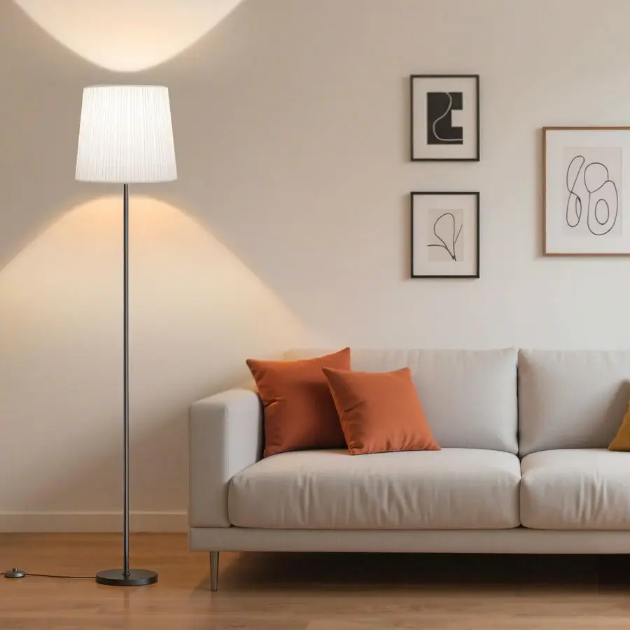 

Напольная лампа с плиссированным плафоном на 62 светодиодах, с ножным выключателем и ночником, 3 цветовые температуры, лампочка E26 9 Вт в комплекте, современный дизайн