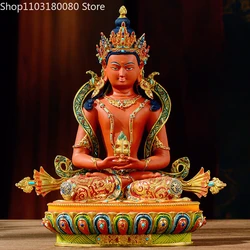 Copper Painting Amitayus Buddha statue Nepal Tibet longevity god sculpture Large size,32cm