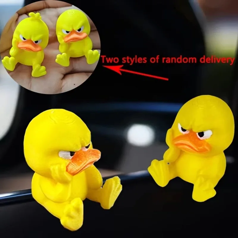 2Pcs  3D printed angry duck car decoration, suitable for cars, trucks, and expressive ducks