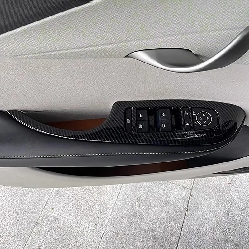 

Carbon Fiber Color Window Glass Lifting Buttons Frame Decoration Cover Trim For BYD Dolphin 2022 Styling Interior Accessories