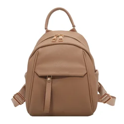 Petit sac à dos en cuir PU pour femme, sac d'école solide, sac à dos décontracté, sac de voyage, sac à dos femme, grande capacité, nouveau