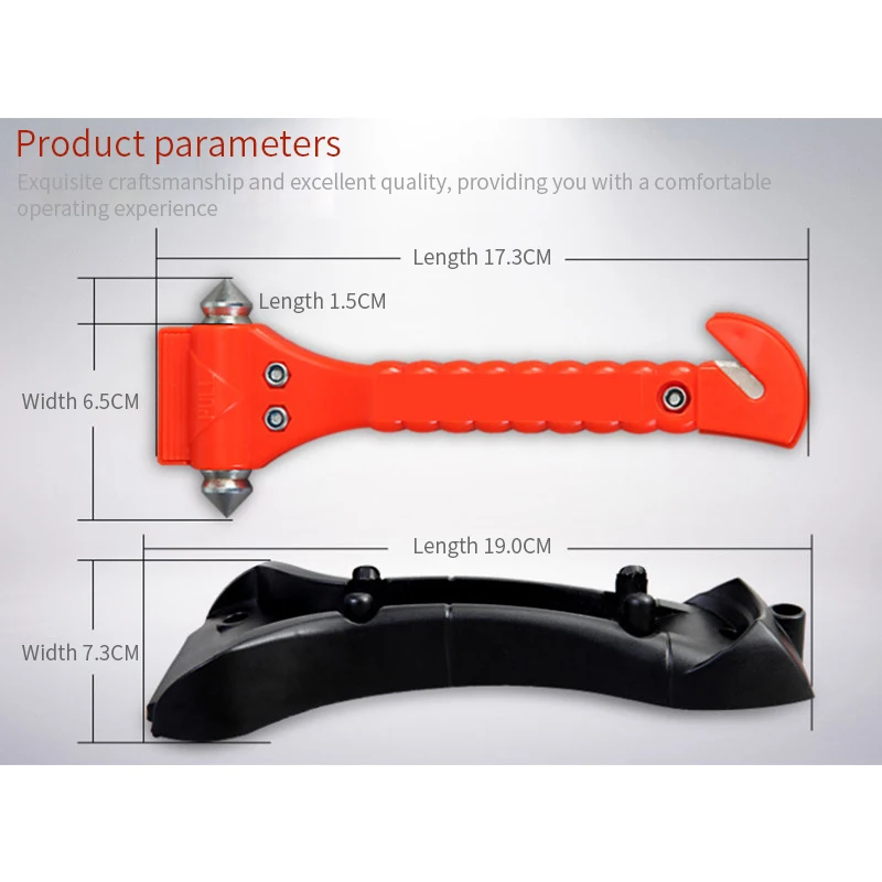 1PCS Survival Safety Hammer Camping Driving Car Seat Belt Cutter Emergency Escape Hammer to Break Window Glass RED