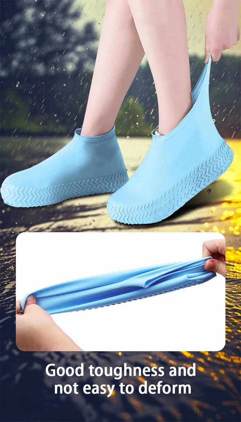 Silikon Wasserdichte Schuhüberzieher für Kinder und Erwachsene, Verschleißfeste Tragbare Regenschuhüberzieher, 1 Paar – Detail 6