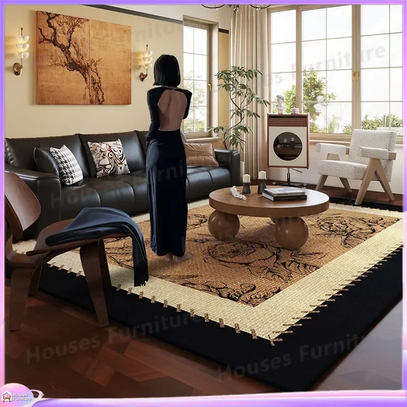 Living room carpet light luxury retro American high-end electronic sofa coffee table mat dirt-resistant bedroom floor mat