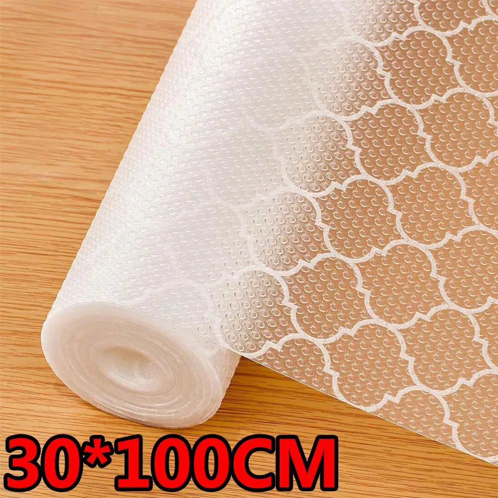 30x100CM Reusable Transparent Drawer Liners Washable Kitchen Cabinet Dustproof Mat Refrigerator Non-Slip Liners Mats