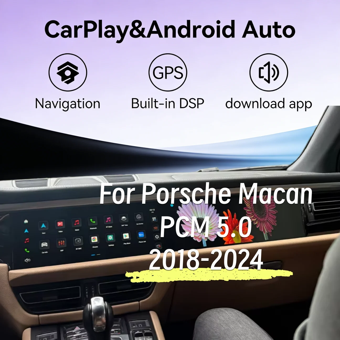 

12.3+12.3-дюймовый двойной экран Android для Porsche Macan PCM 5.0 2018-2024, навигационная система, стерео, GPS, CarPlay, мультимедийный проигрыватель, автомагнитола