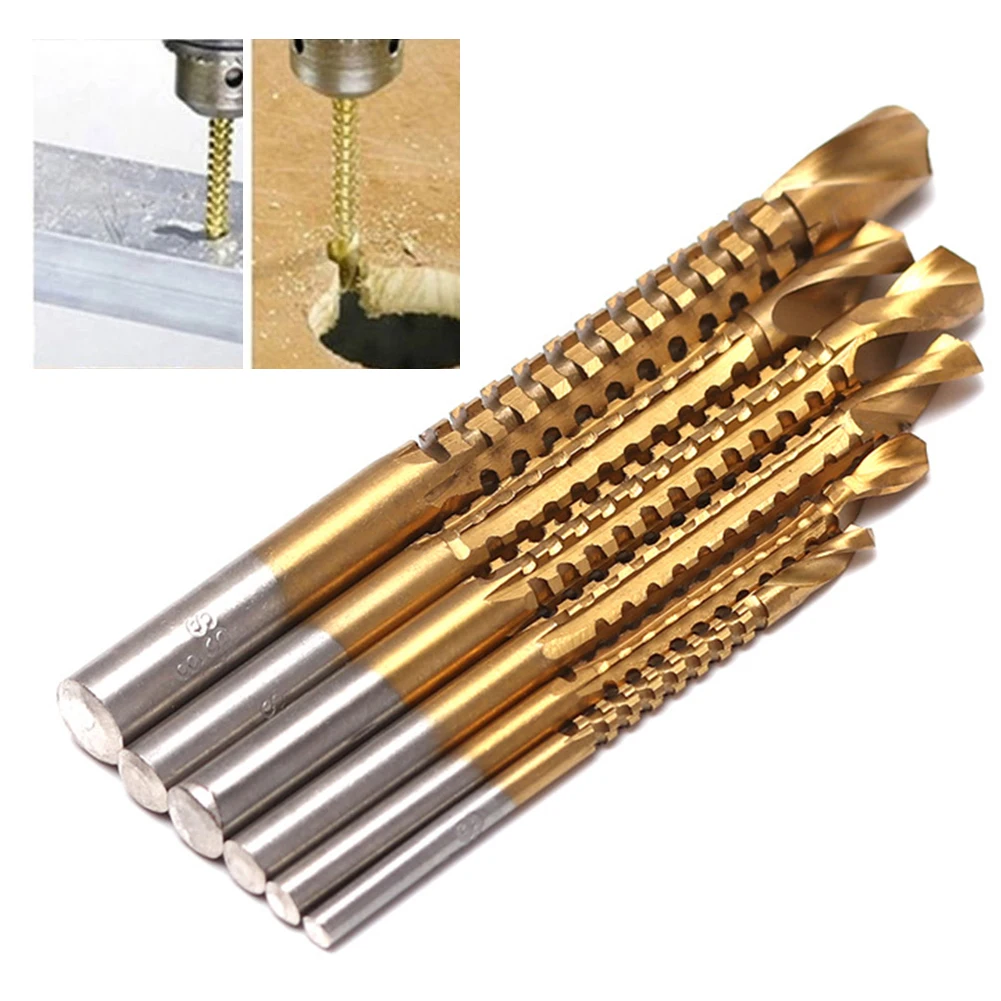 

6Pcs Cobalt Drill Bit Set Spiral Screw Metric Composite Tap Drill Bit Tap Twist Drill Bit Set Multi-functional Metal