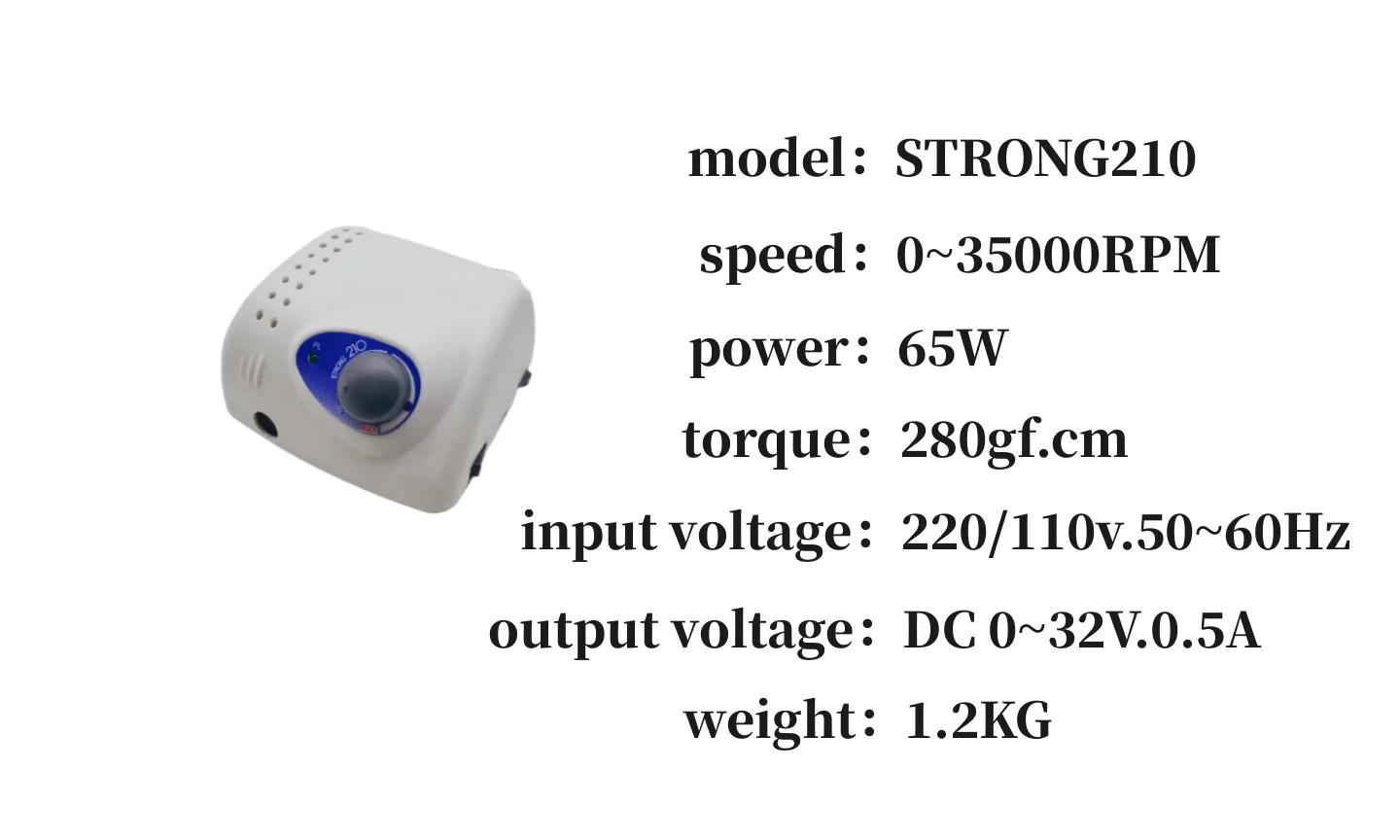 Caja de Control de taladro eléctrico para uñas, 210, 65W, 120II, 35000RPM, equipo de lima de uñas, máquina de mejora de uñas