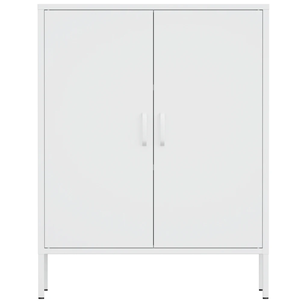 خزانة تخزين معدنية بارتفاع 40 بوصة تأتي مع بابين ومناسبة للمنازل والمكاتب وبارات القهوة. (أبيض) #5