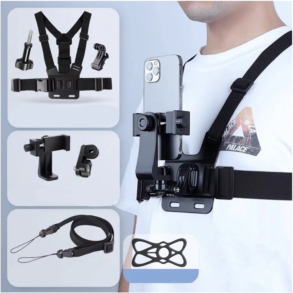 Phone Chest Mount Harness Holder Adjustable Mobile Phone Strap Clip Chest Mount Strap Harness for Samsung GoPro  Osmo
