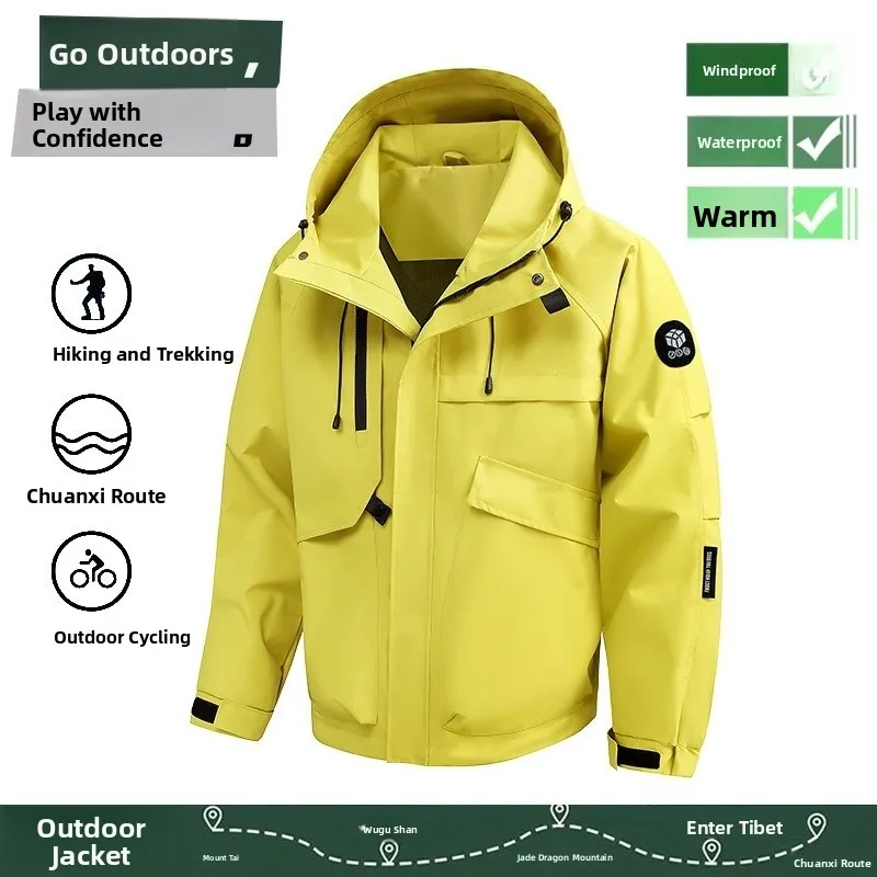 

American Sle Outdoor Climbing Jaet Hooded ex 2025 New Windproof Polyester Fiber Long Sve Zipper Closure Outerwear