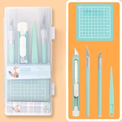 Knife cutting pad set Pen knife Carving knife utility knife Mint green cutting paper pad pointed tweezers tool