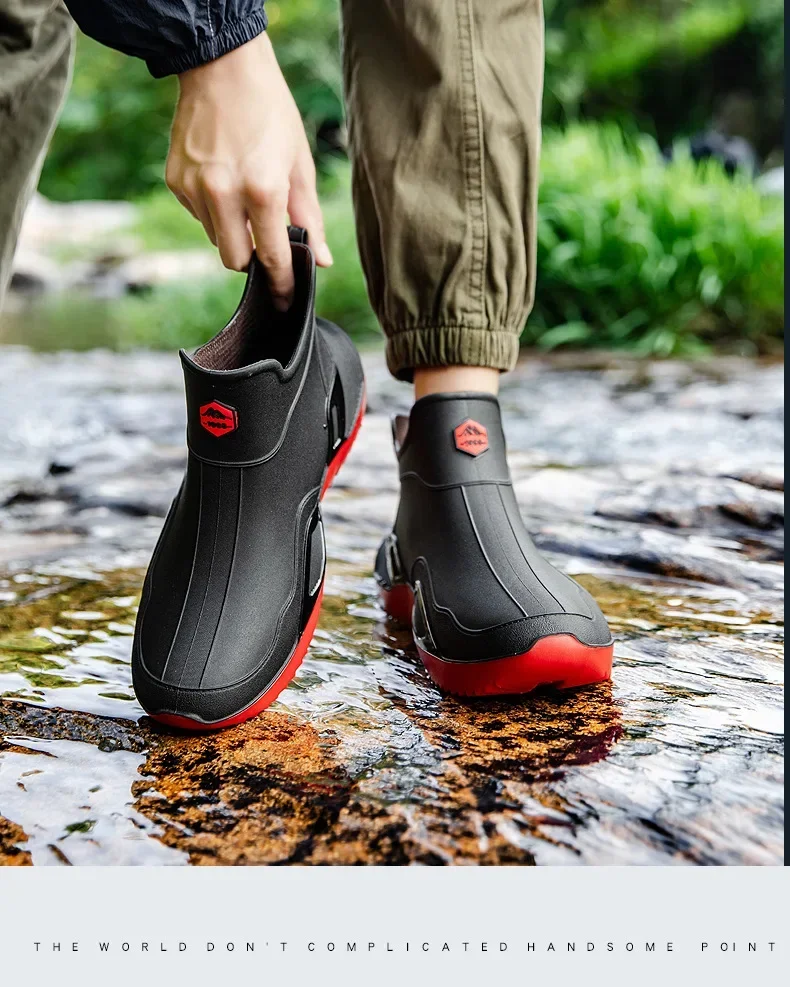 Unisex Kurze Regenstiefel Rutschfest Verstärktes PVC-Material Runde Zehenkappe Knöchelhoch Paarstiefel für Frühling und Sommer Wasserschuhe – Detail 14