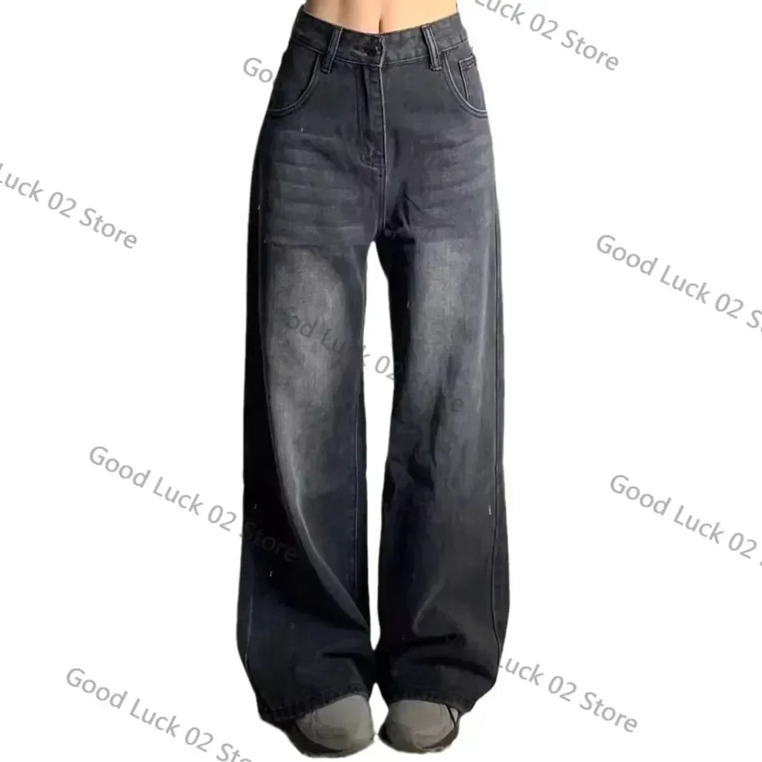 جينز عالي الخصر للتخسيس لعام 2025 للنساء على شكل كمثرى فضفاض مناسب بجرس مستقيم الساق مقاس كبير بنطلون جينز نسائي #1