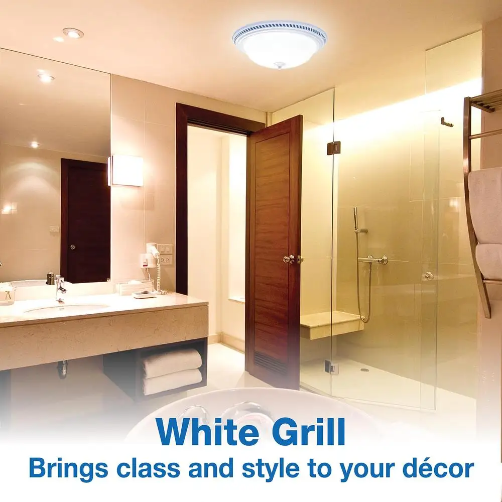 DRLC703 Decorative Round Quiet Exhaust Bath Fan with Light 70-CFM White Finish