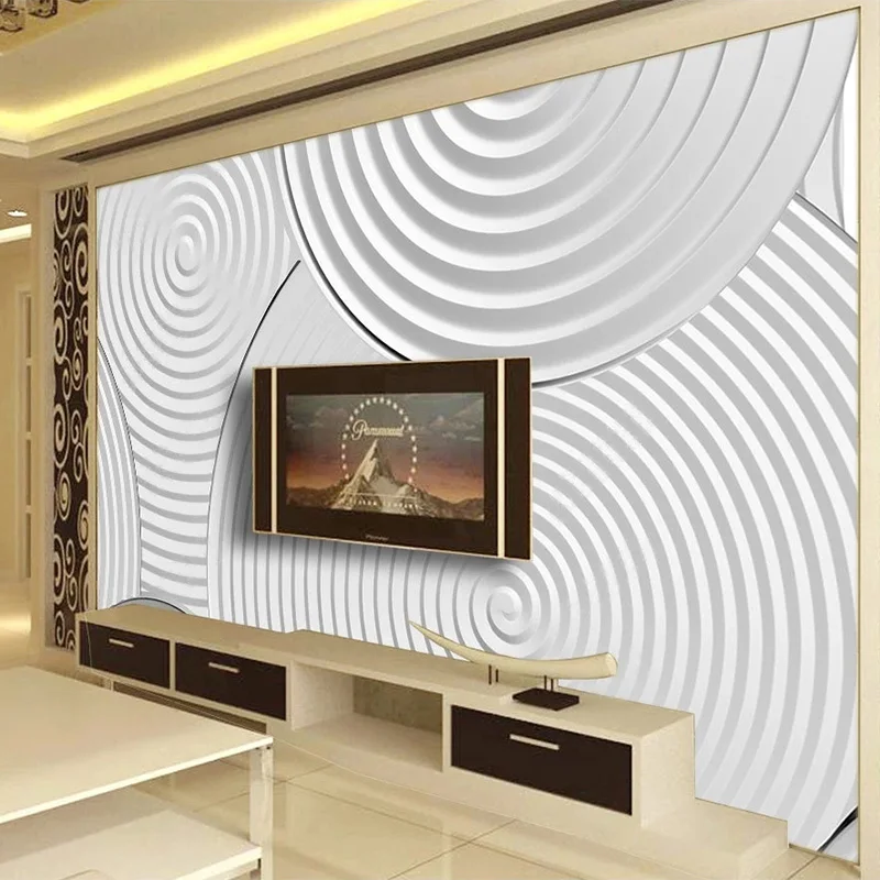 Custom Mural Wallpaper Modern 3D Abstract Line Relief Wavy Circle Fashion Living Room TV Art Background Wall Papel De Parede 3 D