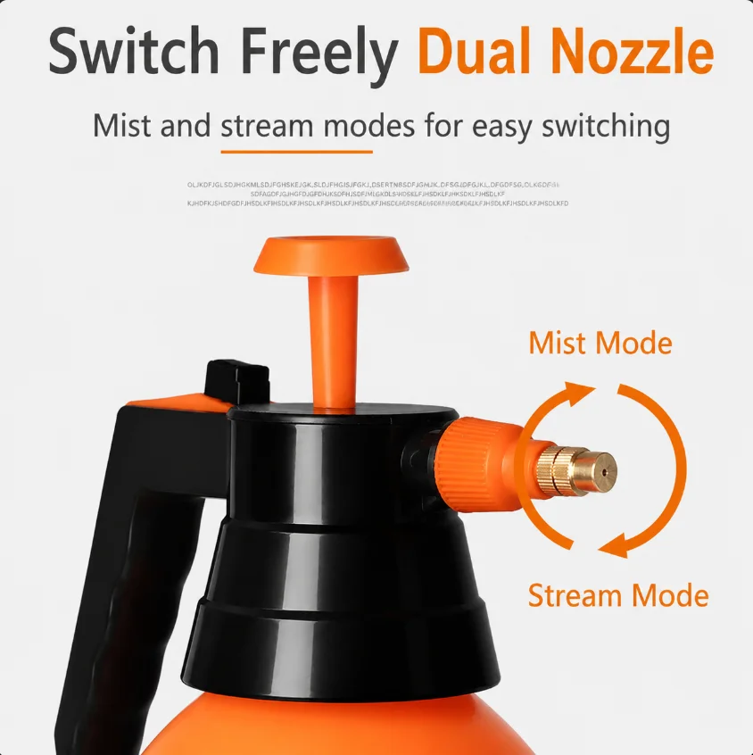 Portable Hand Pressurized Hand Sprayer Multi-Purpose Garden Sprayer with Adjustable Nozzle for Garden Lawn, 2 Spray Mode