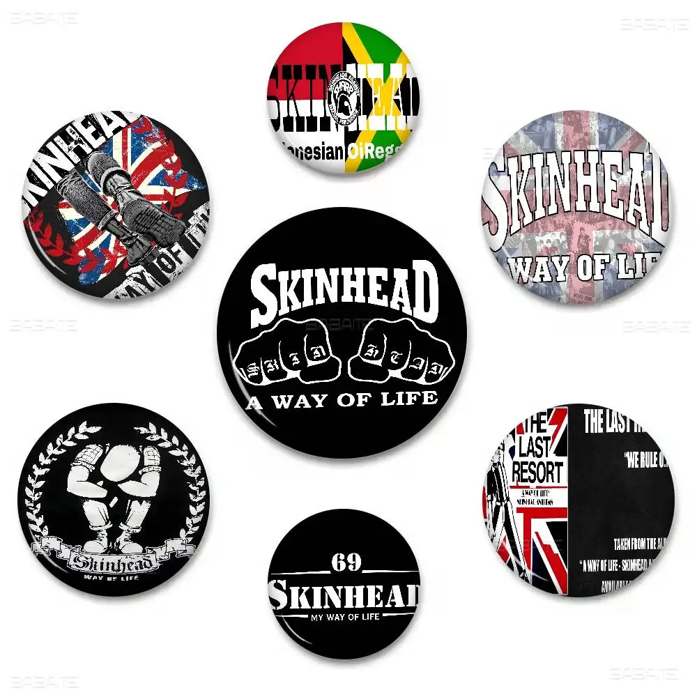 Pin Redondo Hecho a Mano con Diseño 'SKINHEAD A WAY OF LIFE' de 32/44/58mm, Broches Divertidos para Mochilas, Ropa, Accesorios, Insignias y Decoración de Sombreros
