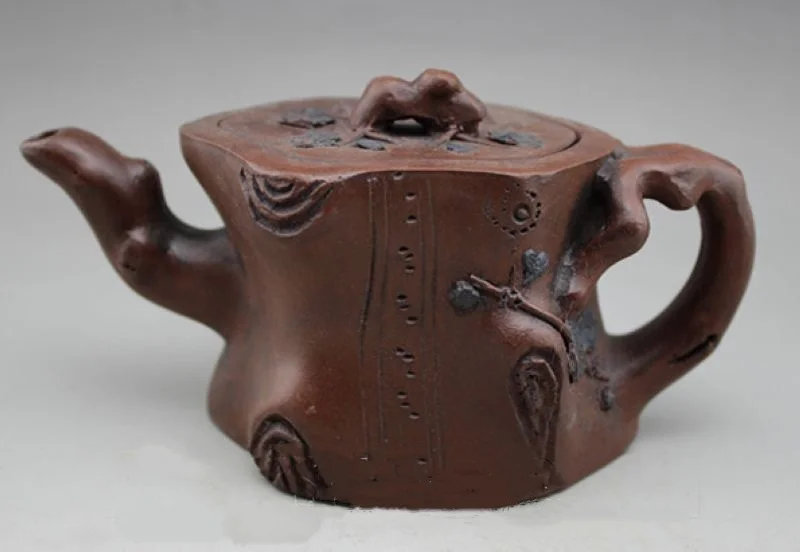 Chinese collection antique home ornaments tea sets teapots plum blossom tree stumps purple clay teapots