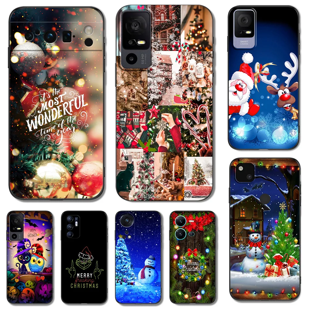 Black Tpu Case For TCL phone 30 plus 303 30XE 30V 30SE E 306 305 40R 40SE 405 406 408 Christmas Halloween 02