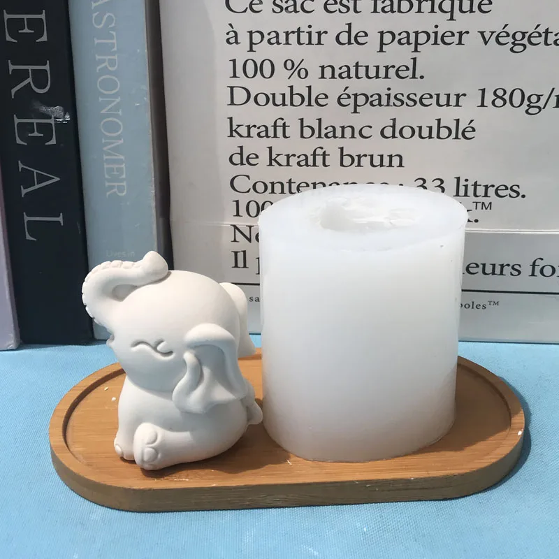 

Elephant Cement Desktop Ornament Mold Form for Candles Silicone Molds Novelty 2024 Mold for Plaster Animal Candle Molds