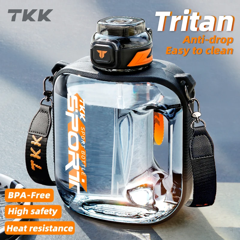 

TKK 1/1.6/2L Sports Water Bottle TRITAN Large Capacity Creative Cup Heat Resistant Outdoor Adult Travel Kettle Gym Fitness Jugs