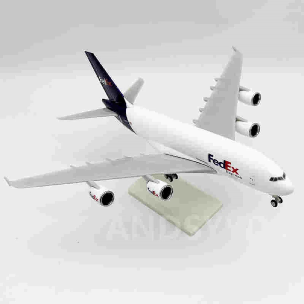 Avión a Escala de 30 cm, 1/240, Avión Fedex A380, Modelo de Avión de Resina con Ruedas y Tren de Aterrizaje, Juguete de Avión, Decoración de Oficina