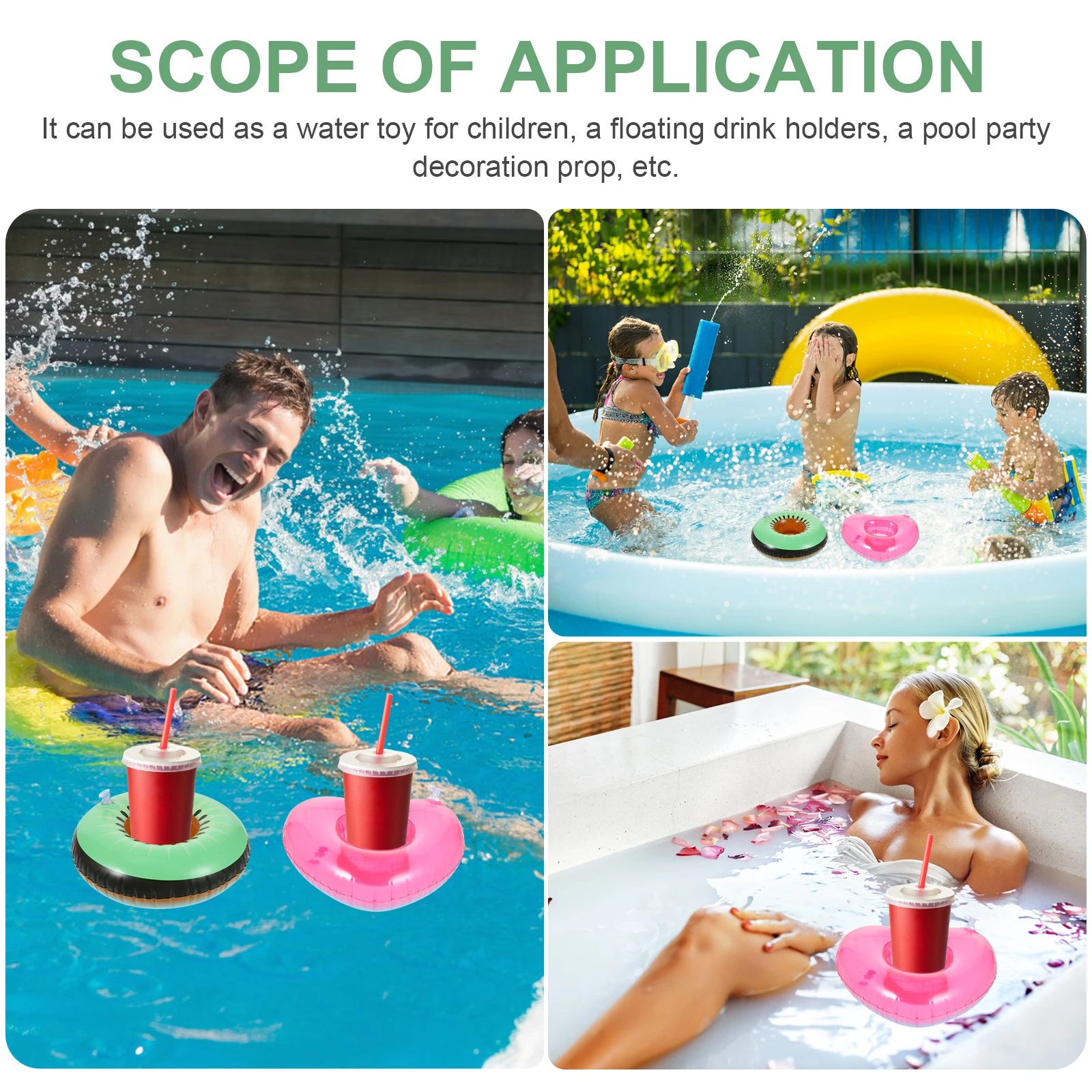 

4 Pcs PVC Inflatable Cup Pads Floating Drink Holders Pool Beach Party Water Toys Children Bath Props Tropical Event Floats