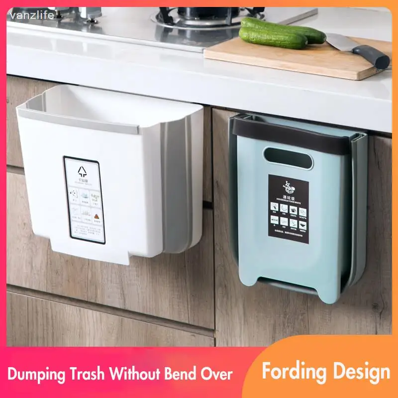 VANZLIFE Foldable Kitchen Garbage Can Wall Hanging Large Size Trash Box Household Cabinet Door Back Compartmental Trash Bin