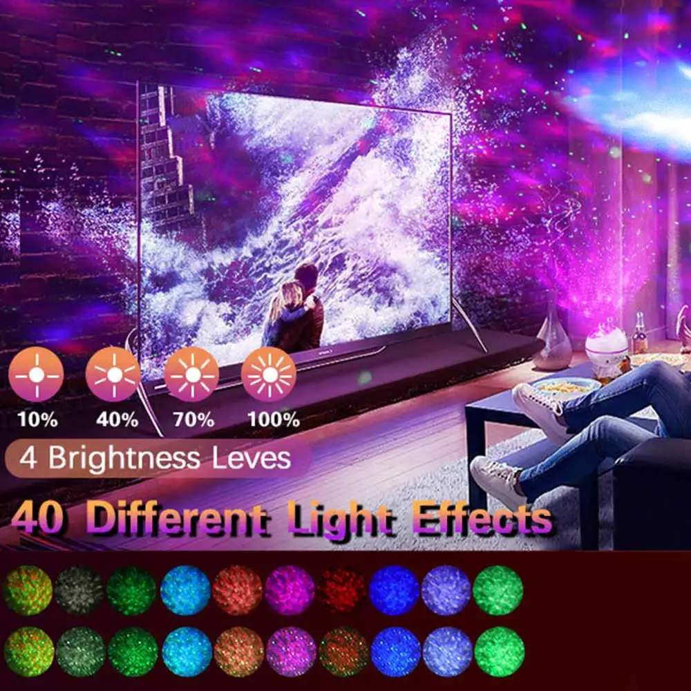 Galaxy สำหรับโปรเจคเตอร์ Home Night ดาว Starry Sky โคมไฟปาร์ตี้โปรเจคเตอร์ Ocean Wave โคมไฟ40 Light โหมด