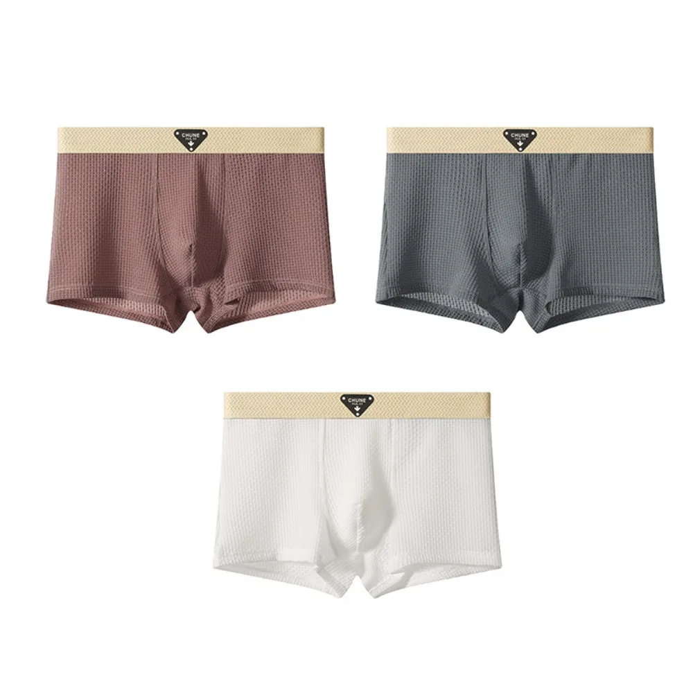 

3Pcs Fashion Traceless Men's Ice Slik Panties Mid Waist Underpants Seamless Briefs Simple Lingerie Shorts Boxers Man