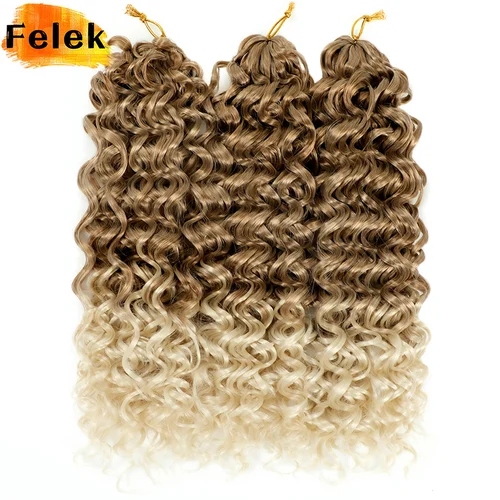 Extensiones de cabello trenzado GoGo Curl para mujer, trenzas de ganchillo con ondas de agua sintéticas de 22 pulgadas, color marrón ombré, rizos Afro rojos y grises, 3 uds.