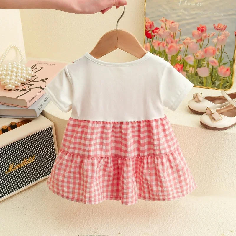 Baby Dresses Summer Plaid Short Sleeve Girls Dresses Cute Casual Baby Girl Clothes