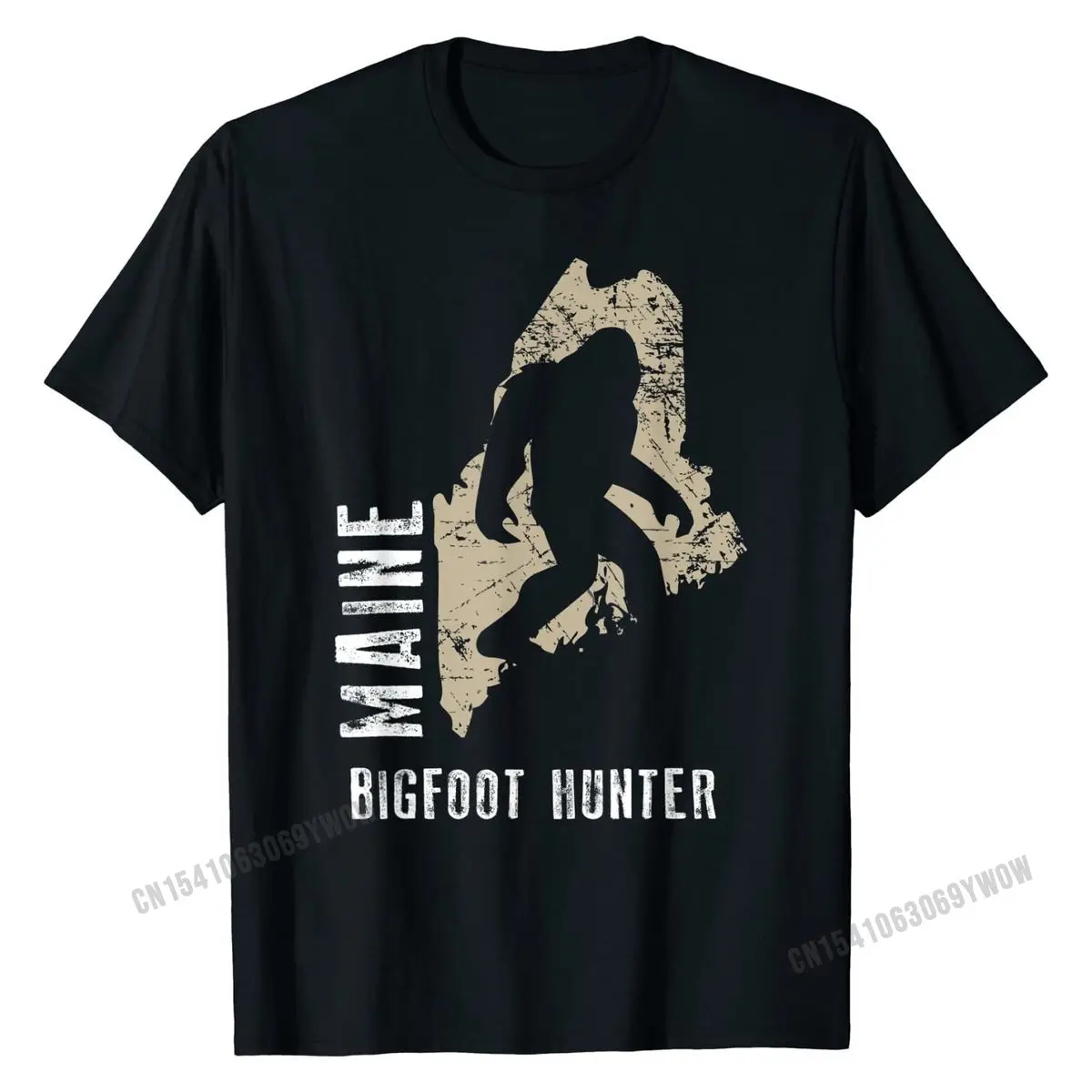 Maine Bigfoot Hunter Shirt, Funny Sasquatch Gift Cotton Man T Shirt cosie Tops & Tees Designer Casual