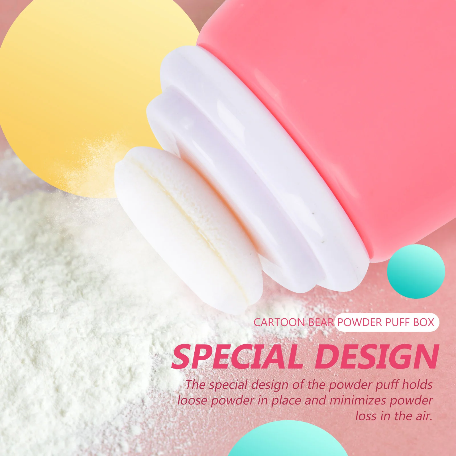 

2pcs Puff Box Bear Shaped Thick Sponge Container Travel Makeup Powder Dispenser Loose Powder Storage Case