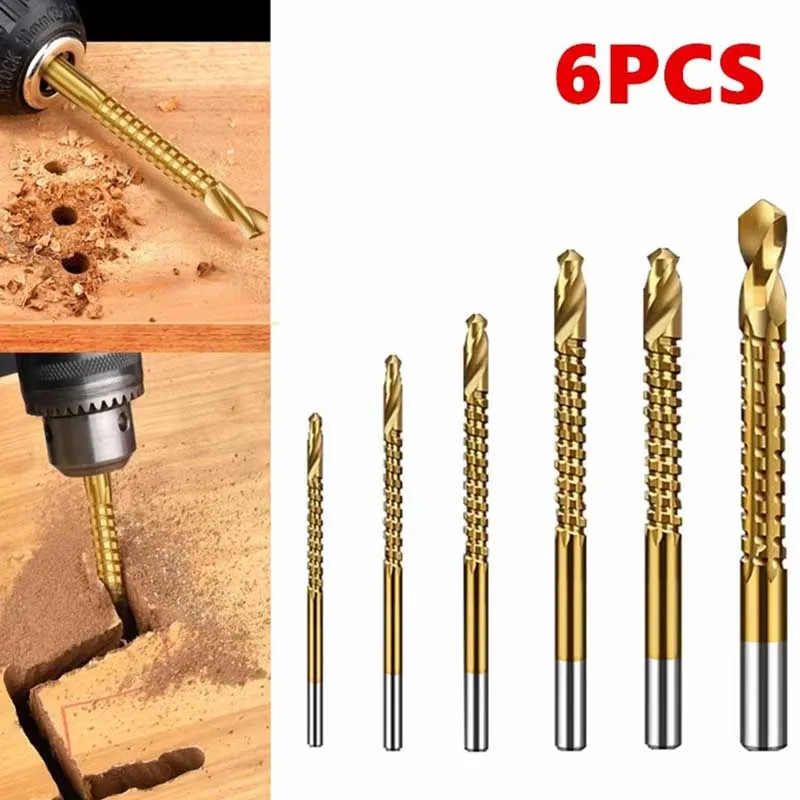 6PCS HSS4241 high speed steel plated with titanium, beaver saw drill. Wood, drywall, plastic, even metal. Grab any shape your ha