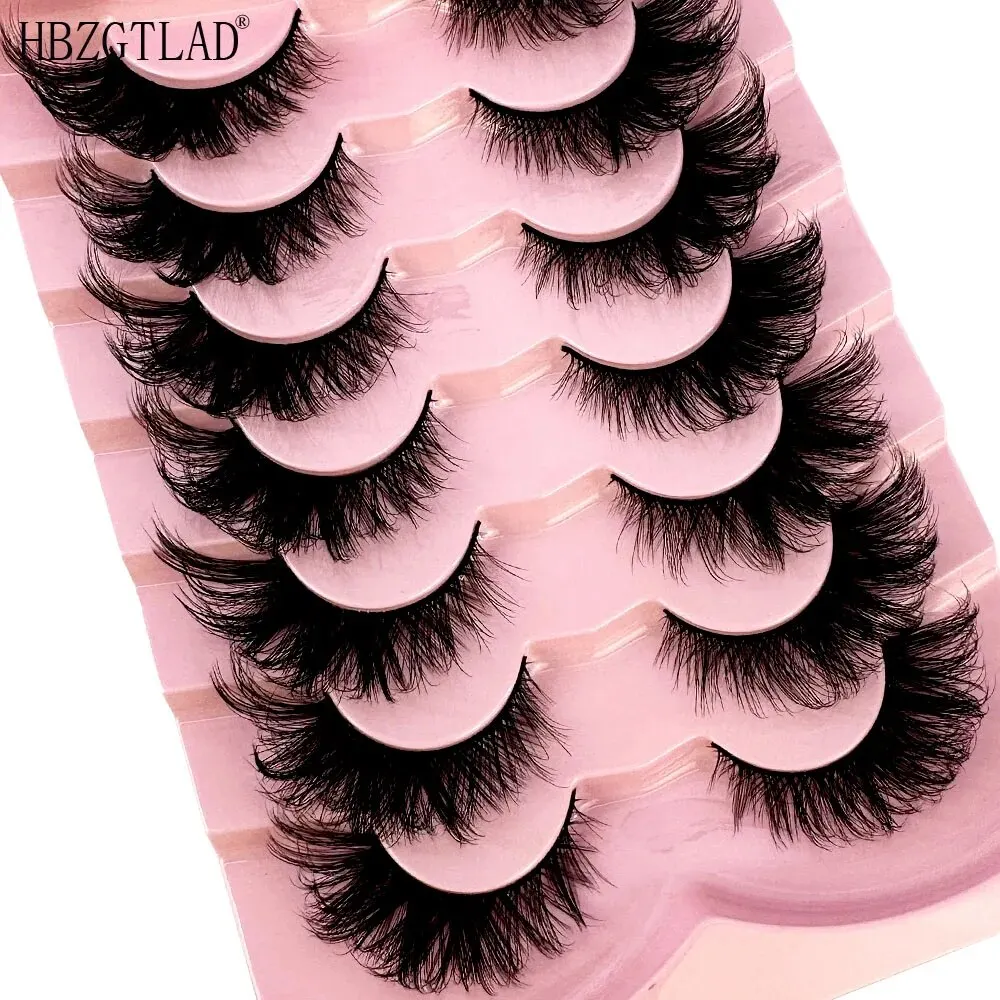 NEW Cat Eye Eyelashes 5D Natural False Lashes Fluffy Soft Cross 7pairs Manga Lashes Wispy Natural Eyelash Extension Makeup