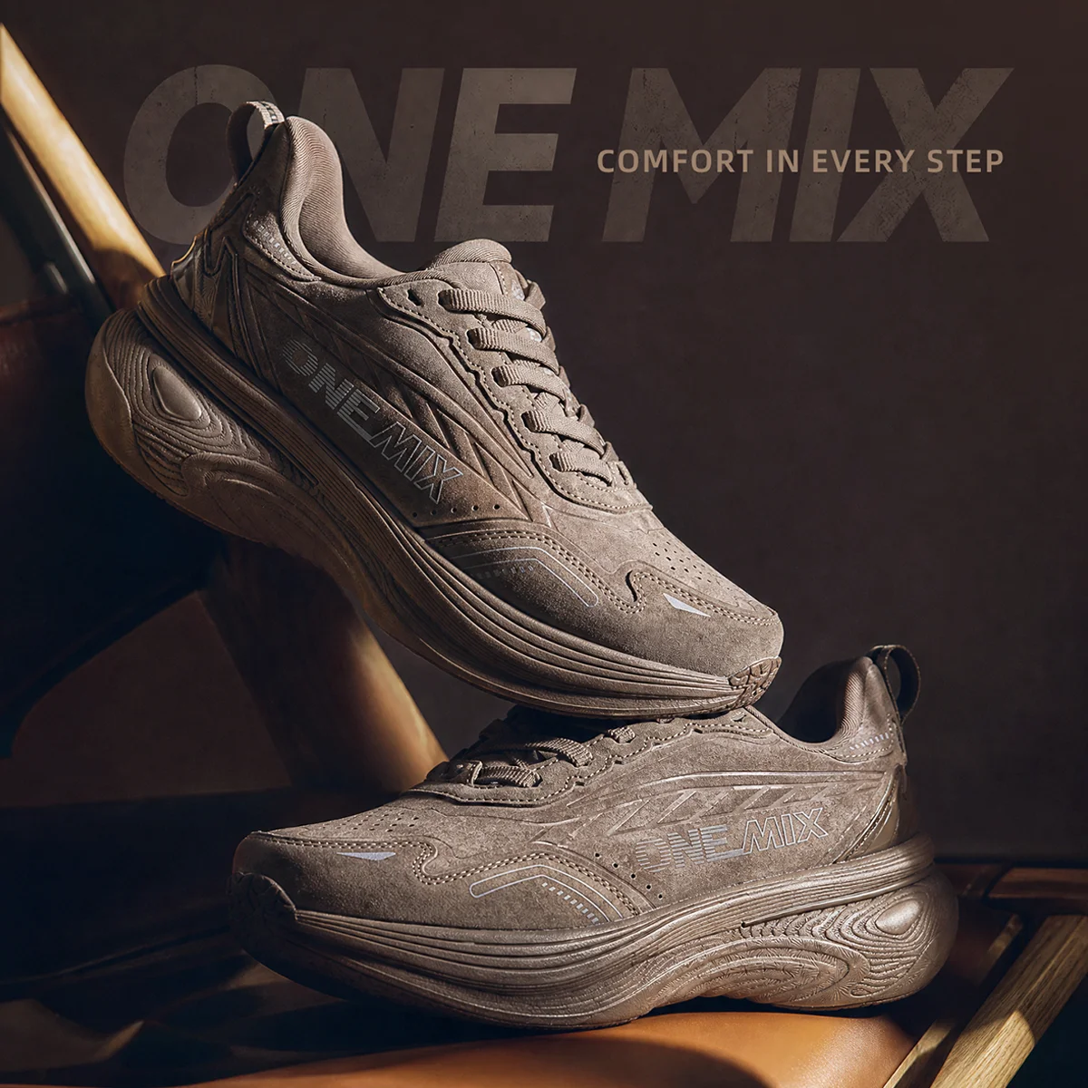 ONEMIX Leather Sneakers for Men Women | Wide Toe Box Arch Support Light Shock Absorption Autumn Winter Commuting Running Shoes