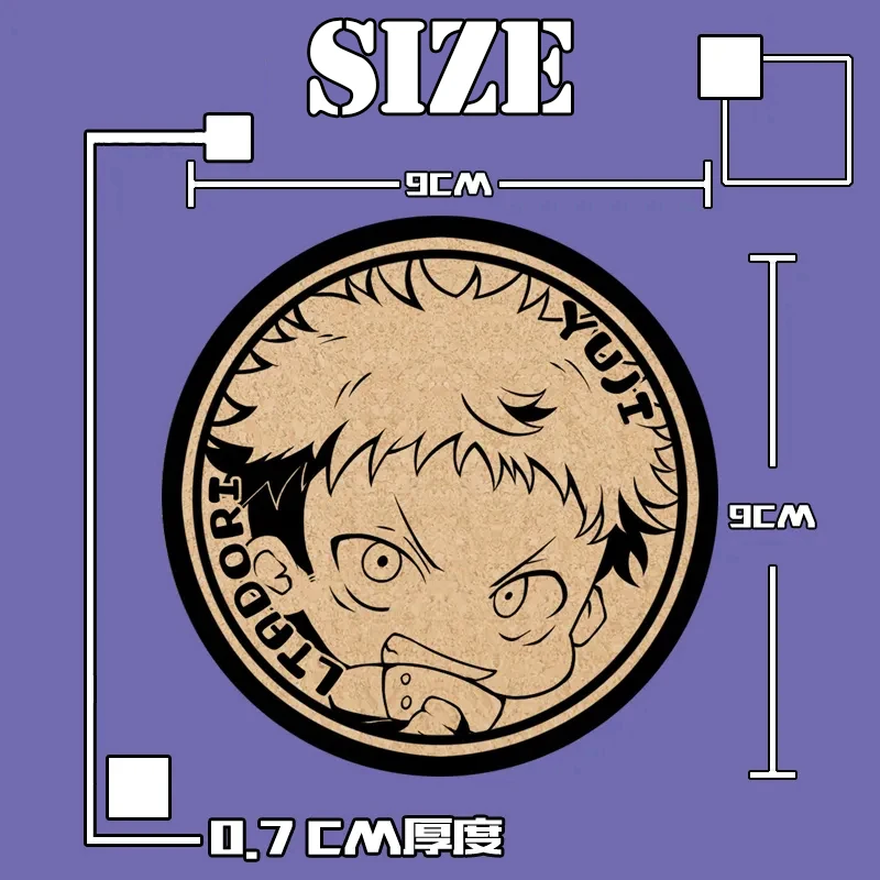 Jujutsu Kaisen Animation Game Peripheral Toys Cork Coaster Anti-slip Mats Q-Version Action Model Figures Colletion