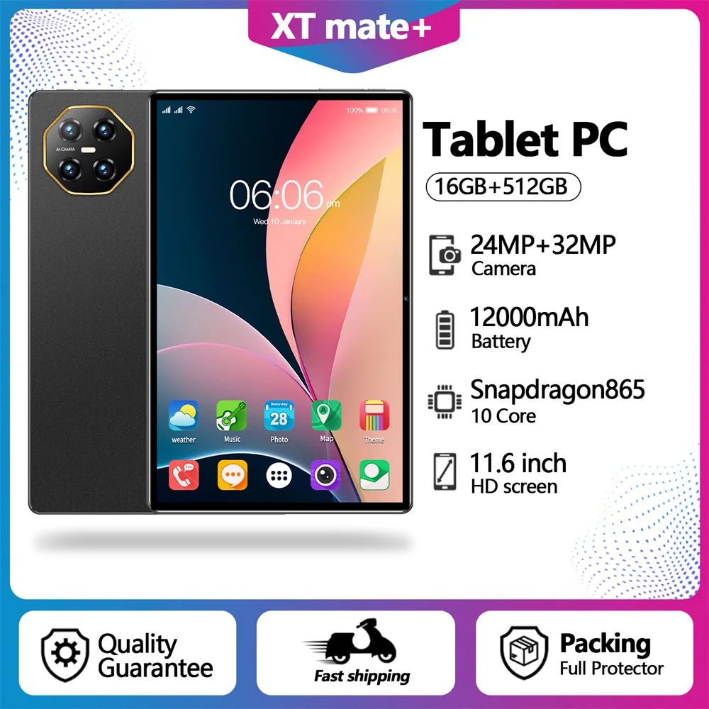 

Новый оригинальный планшет Pad XT Mate+, 11,6-дюймовый глобальный вариант, детские планшеты, 12000 мАч, Android 15, 16 ГБ + 1 ТБ, 4G, 5G, планшеты с двумя SIM-картами