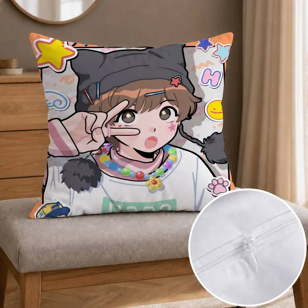 Cute Anime Go for It Nakamura  Double-sided Printed Square Decorative Cushion Cover for Sofa Living Room Home Decor