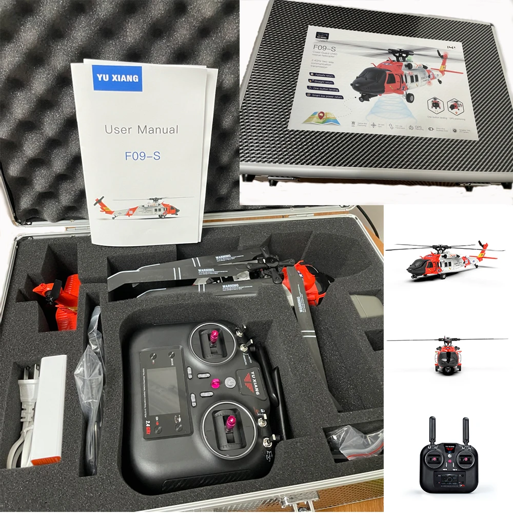 YXZNRC F09-S 2.4G 6CH Gyro GPS 5.8G FPV Camera Dual Brushless Motor 1:47 Flybarless RC Helicopter With Aluminum Case VS F09