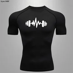 Rashguard Mens Gym Fitness Training Clothing Quick Dry Silm Fit Bodybuilding Sleeved Shirts Men Fashion Basketball Sportswear