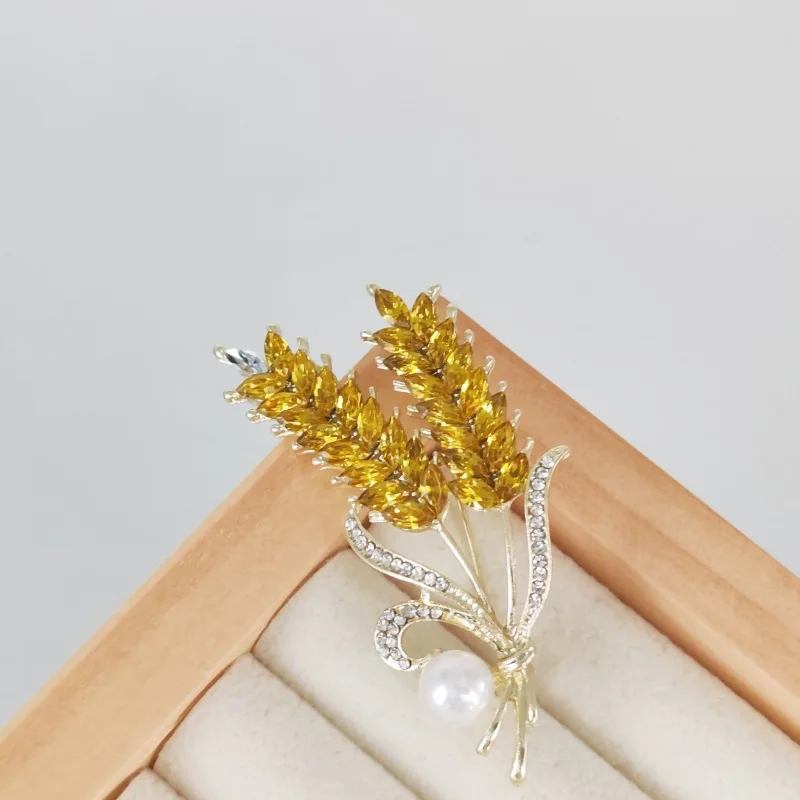 Luxury Cubic Zircon Wheat Ear Brooch Collar Pins For Women Button Pins Clothes Buckle sunflower Female Brooches Jewelry Corsage view 5