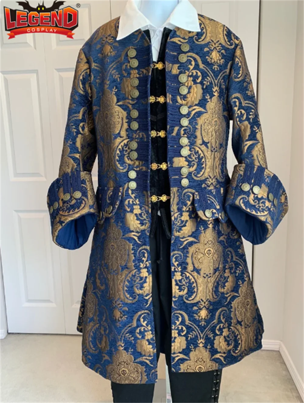 

Victorian Queen Elizabeth Tudor Period Renaissance King Prince Cosplay Colonial Pirate Captain Trench Coat Costume Jacket Men