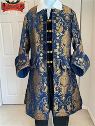 Victorian Queen Elizabeth Tudor Period Renaissance King Prince Cosplay Colonial Pirate Captain Trench Coat Costume Jacket Men