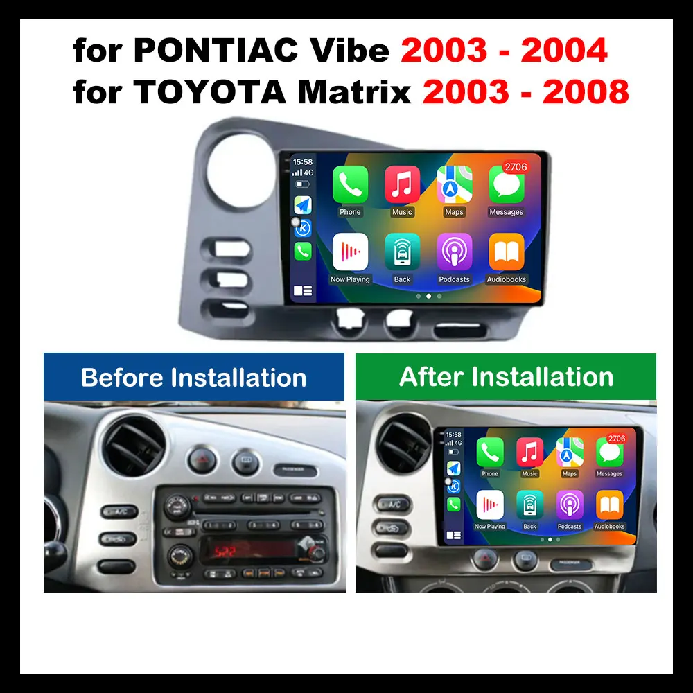 Auto rádio multimediální video hráč pro PONTIAC vibe 2003 - 2004 pro Toyota matice 2003 - 2008 Android OS GPS navigace Bluetooth