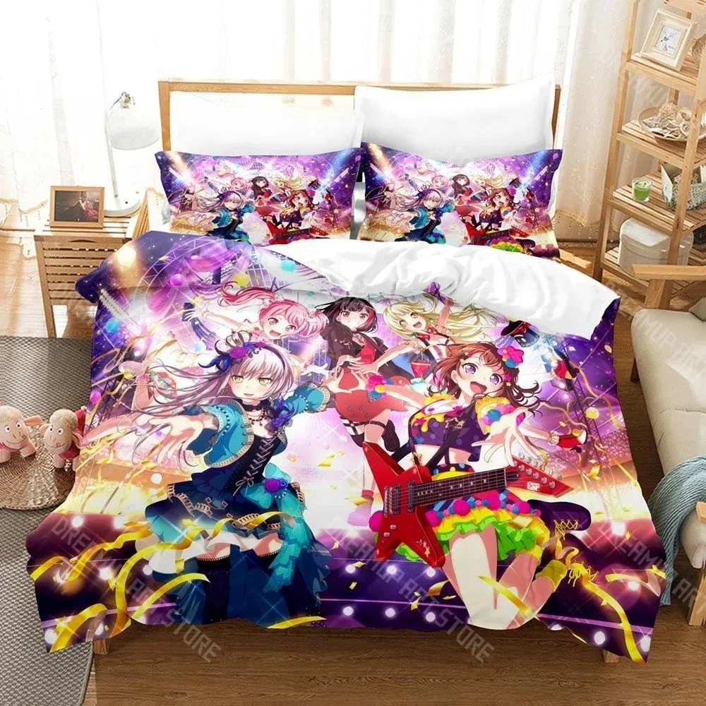 3D Printed BanG Dream! Girls Band Party Anime Bedding Set for Boys Girls Duvet Cover Twin Queen King Full Single Double Sizes