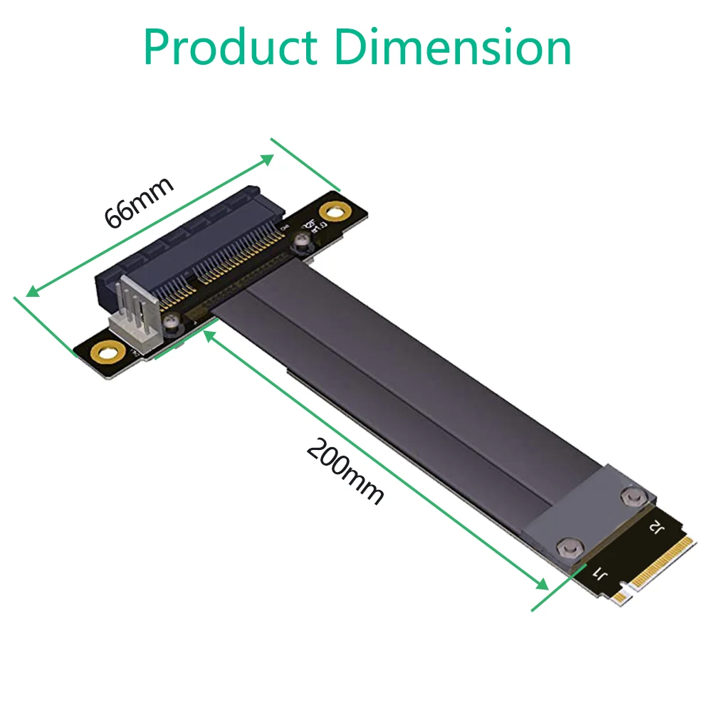 라이저 PCIe x4 3.0 PCI-E 4x-M.2 NGFF NVMe M 키 2280 라이저 카드 Gen3.0 케이블 연장기, M2 PCI 익스프레스 익스텐션 케이블, 32G/bps